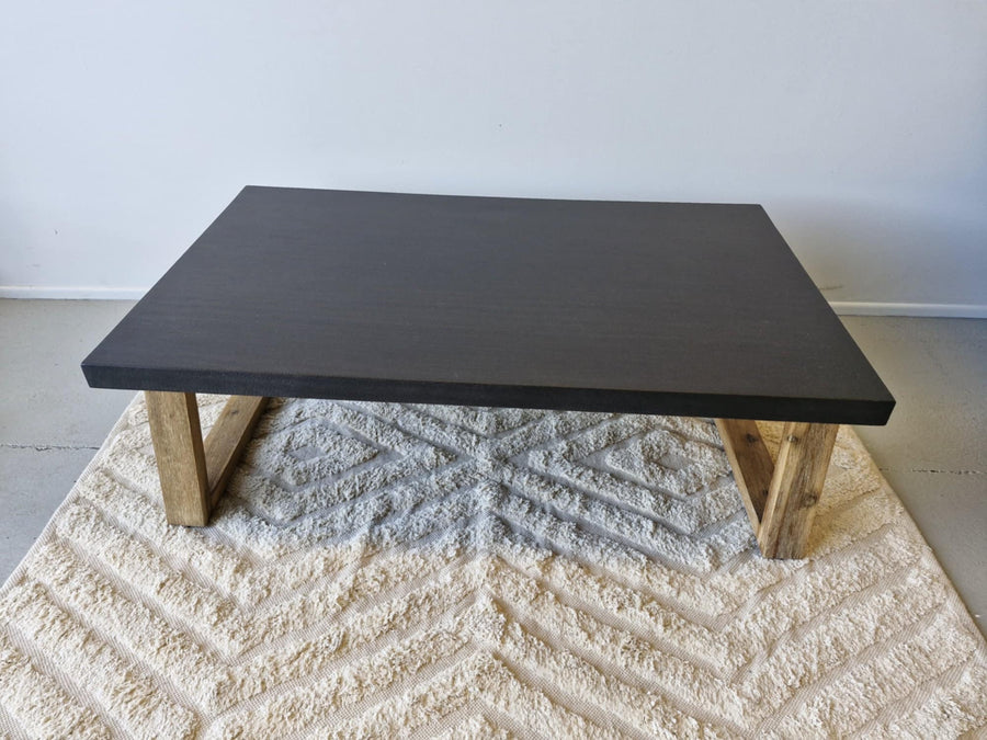 1.3m COFFEE TABLE Rectangular|Ebony Black with Light Honey legs