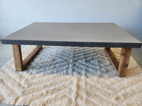 1.3m COFFEE TABLE Rectangular| Speckled Grey with Light Honey Legs