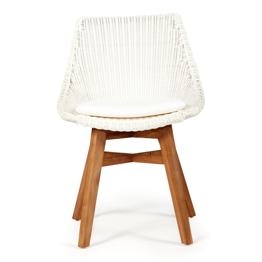 Cottesloe Outdoor Dining Chair | White Cord with Teak Frame- set 2 - www.elkstone.com.au