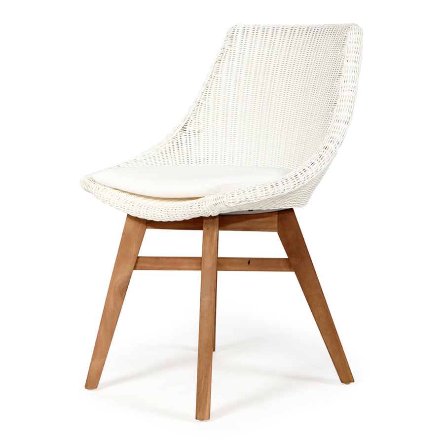 Cottesloe Outdoor Dining Chair | White Cord with Teak Frame- set 2 - www.elkstone.com.au