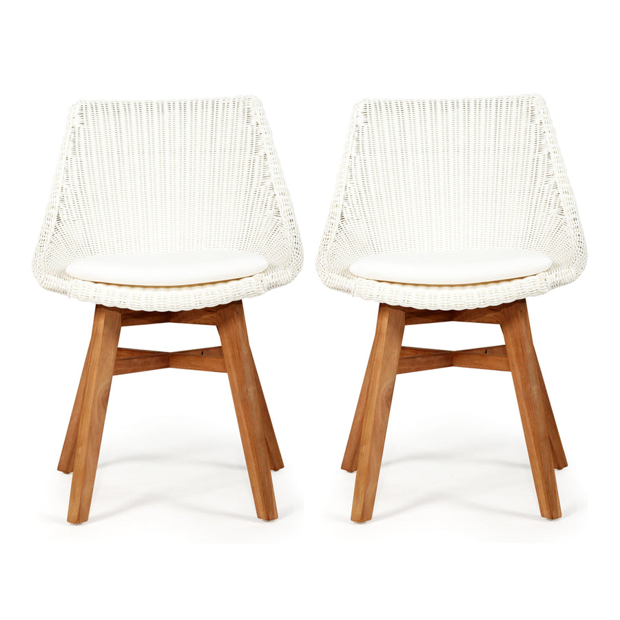 Cottesloe Outdoor Dining Chair | White Cord with Teak Frame- set 2 - www.elkstone.com.au