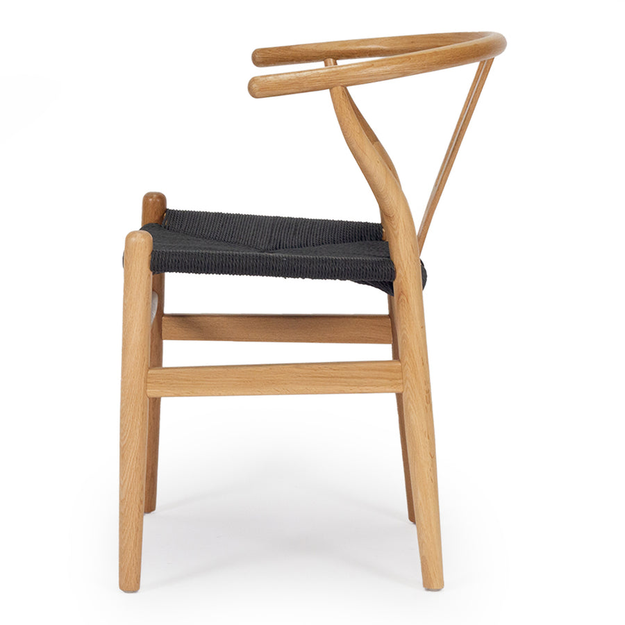 Kiamba Wishbone Dining Chair |Black cord Seat Teak Wood  frame - www.elkstone.com.au