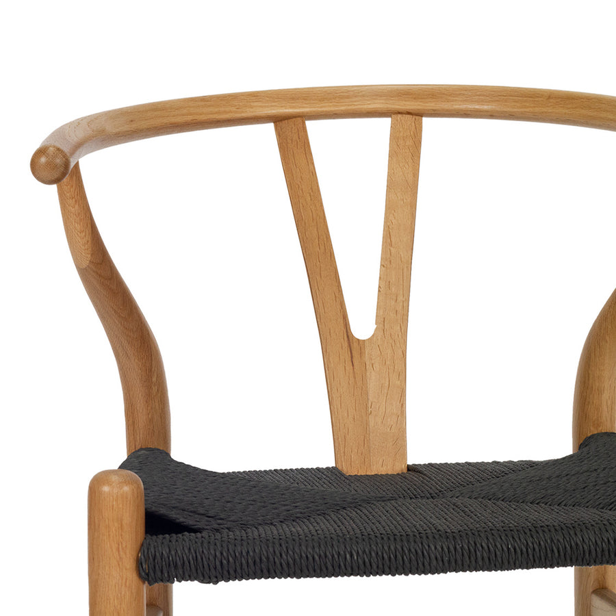 Kiamba Wishbone Dining Chair |Black cord Seat Teak Wood  frame - www.elkstone.com.au