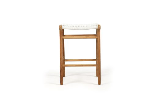 Fraser Backless Counter Stool- White Close Weave - Teak Frame