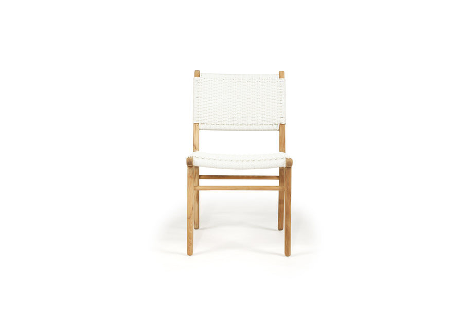 Fraser Close Weave White Cord Dining Chair - Teak Frame