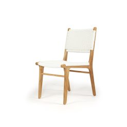 Fraser Close Weave White Cord Dining Chair - Teak Frame