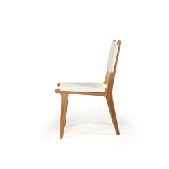 Fraser Close Weave White Cord Dining Chair - Teak Frame