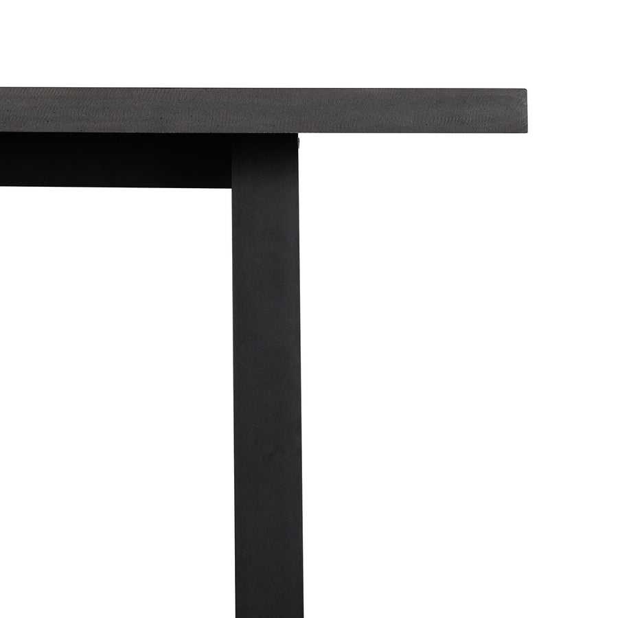 1.6m Sierra Rectangular Dining Table | Ebony Black with Matte Black Powder Coated Legs