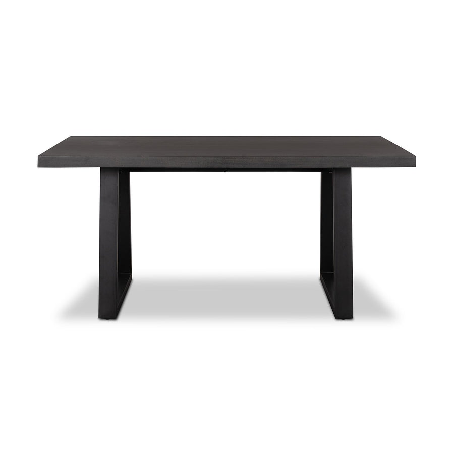 1.6m Sierra Rectangular Dining Table | Ebony Black with Matte Black Powder Coated Legs