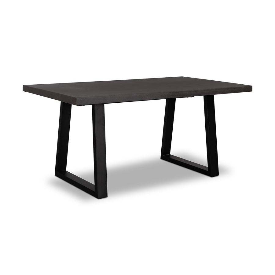 1.6m Sierra Rectangular Dining Table | Ebony Black with Matte Black Powder Coated Legs